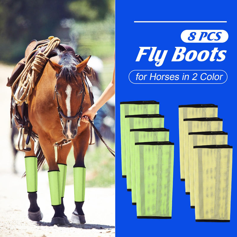 8 Pcs Mesh Fly Boots for Horse Breathable Mesh Horse Boots Protective Horse Leg Wraps Horse Leggings for Preventing Flies and Mosquitoes Bites (Yellow, Light Yellow) Yellow, Light Yellow - BeesActive Australia