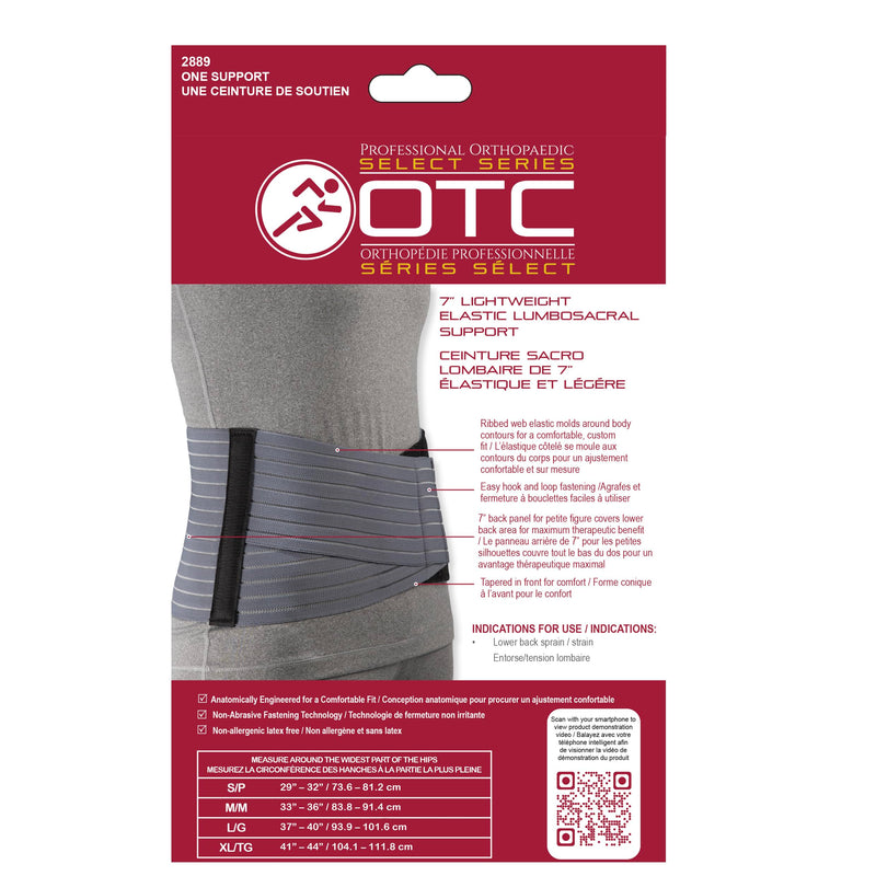 OTC Lumbosacral Support for Women, 7-Inch Lower Back, Select Series Grey Small