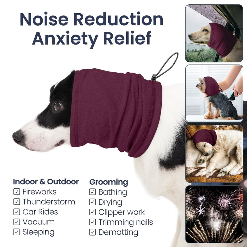 IECOii Calming Hoodie Dog Ear Cover Dull Red,L -Soft No Shake Dog Ear Wrap Hematoma, Adjustable Head Protection for Fireworks Grooming, Anxiety Relief, Thunderstorm, Bathing Noise Protection