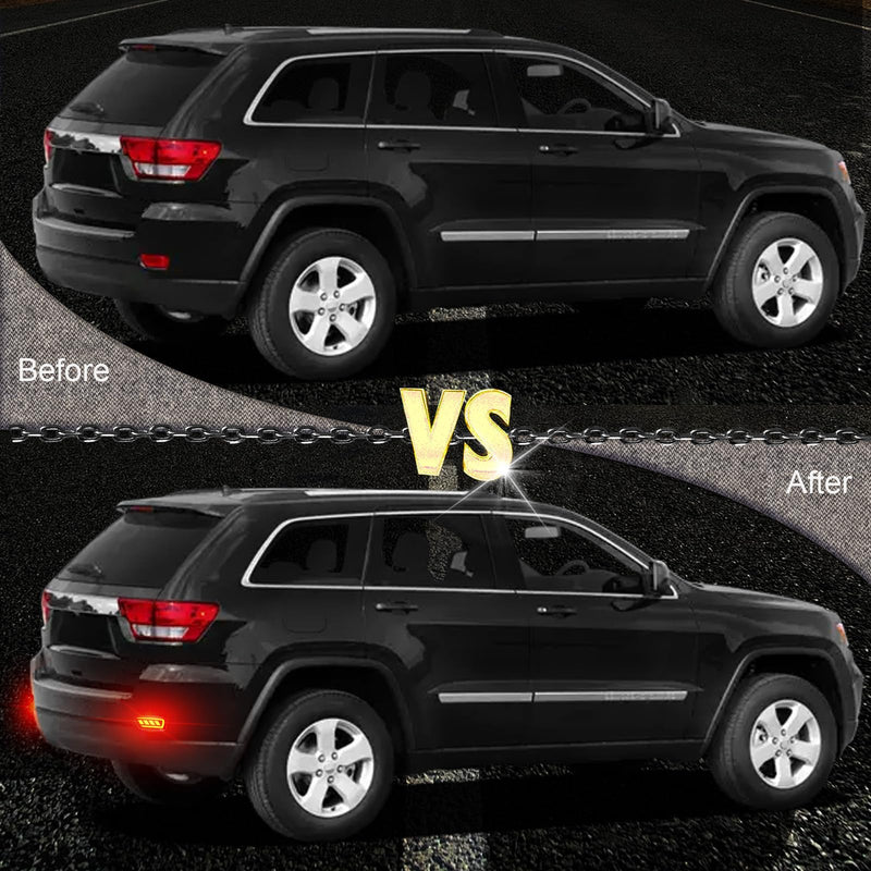 LED Rear Bumper Reflector Lights Trim for Jeep Grand Cherokee 2012-2021 Compass 2011-2017 for Dodge Journey 2011-2017 | Sequential Turn Signal, Red DRL & Brake Light (Red)