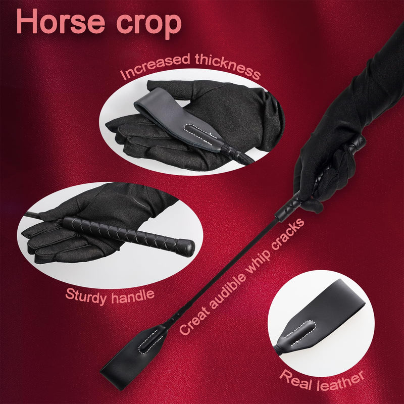 3 Pcs Sex Whip and Crop Set BDSM Whip Leather Horse Crop Feather Tickler for Adults Bedroom Play Sex Play Toys for Couples