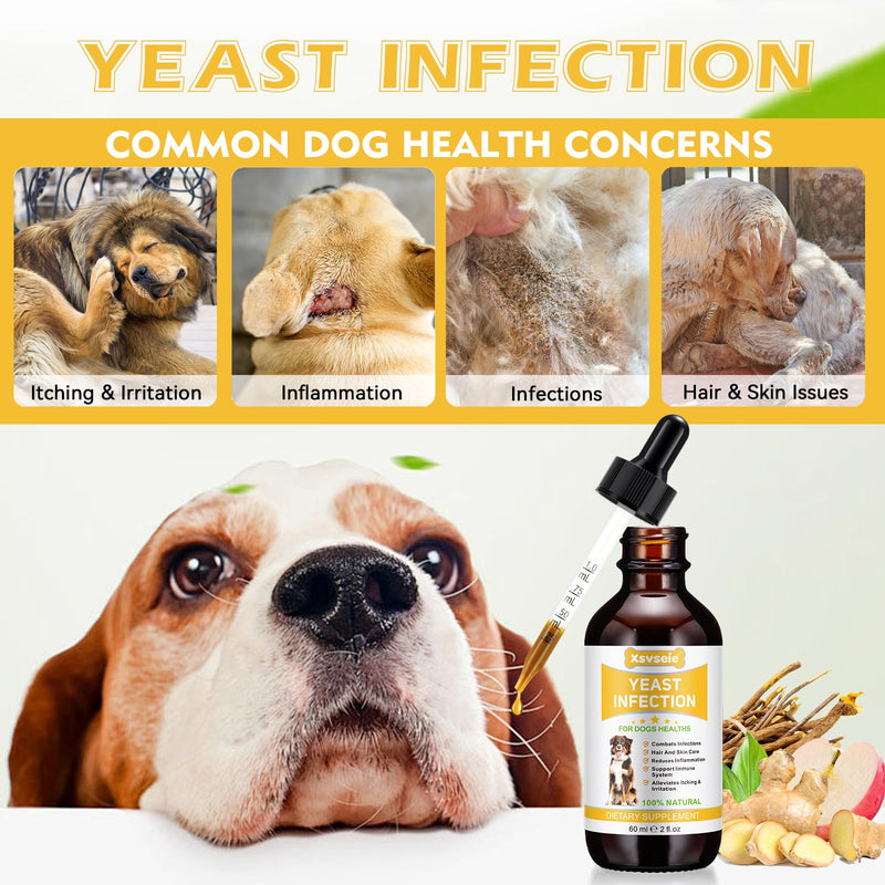Yeast Infection Treatment For Dogs, Dog Yeast Infection Treatment,Natural In Dogs For Itchy Dog Skin Relief Inflammation, Allergy Relief, Support Immune System (2 PC) 2 PC