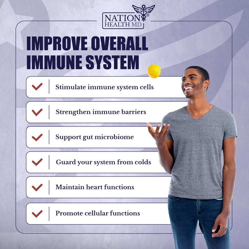 ImmunoMD | Immune Support Supplement | Provides year-round immune system support, Elderberry, Zinc, Vitamins C, D3, E, 30 Days Supply, 60 Capsules