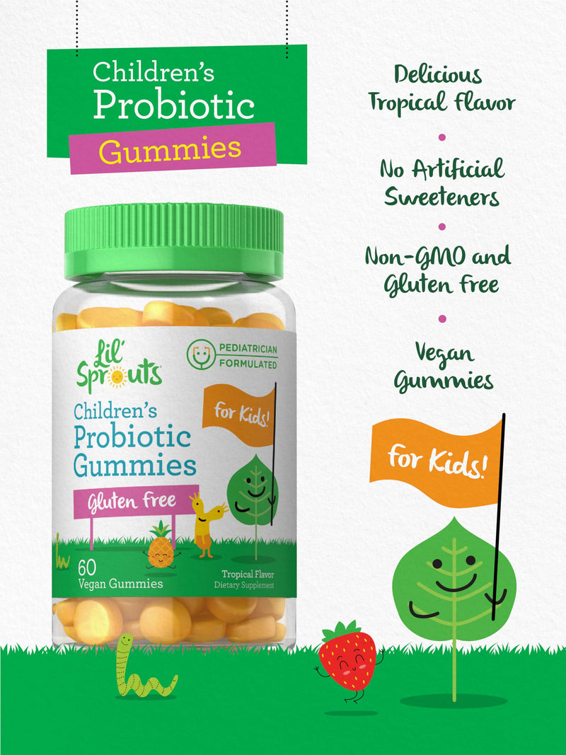 Carlyle Kids Probiotic Gummies | 60 Count | Tropical Flavor | Vegan, Non-GMO & Gluten Free Supplement | by Lil' Sprouts