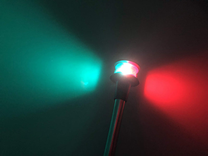 Pactrade Marine Bow Lights for Boats LED - Red and Green Boat Navigation Lights with Removable Base - 12-Inch Angled Pole - Marine Accessories for Kayaks, Pontoons, and Small Vessels (1 NM)