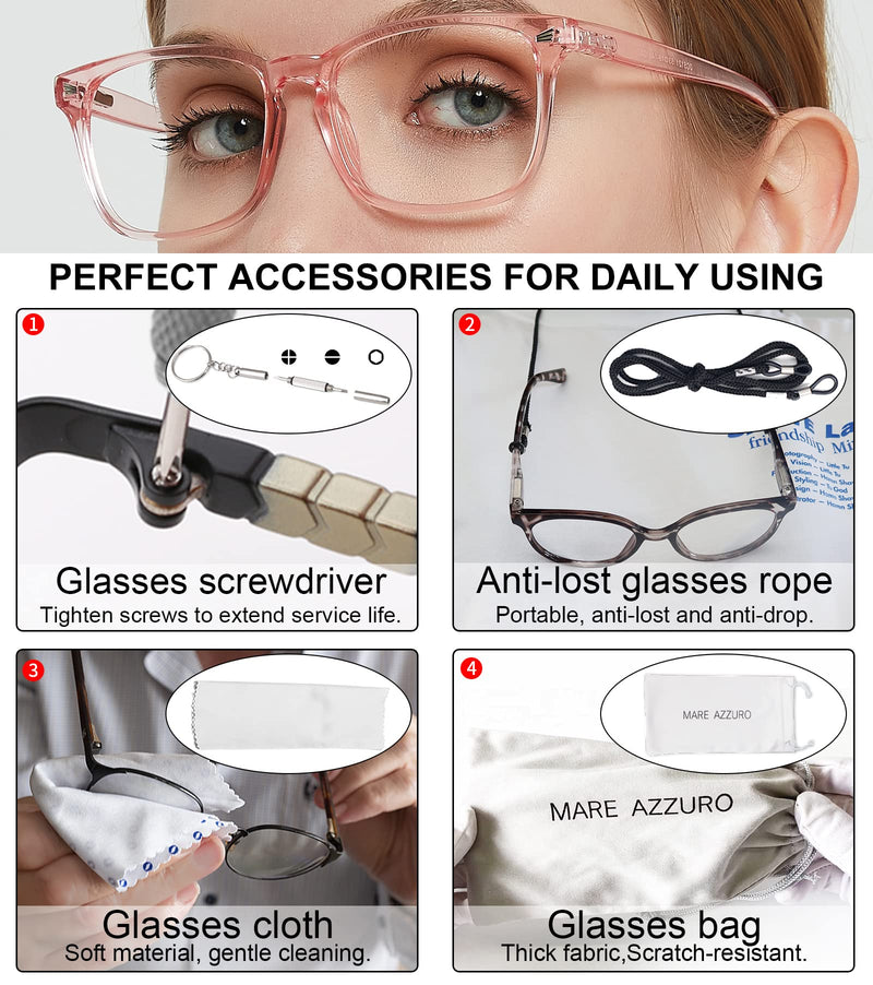 MARE AZZURO Computer Reading Glasses Women Blue Light Blocking Readers 0 100 125 150 175 200 225 250 275 300 350 400 500 600 (Pink, 1.5) Pink 1.5 x - BeesActive Australia