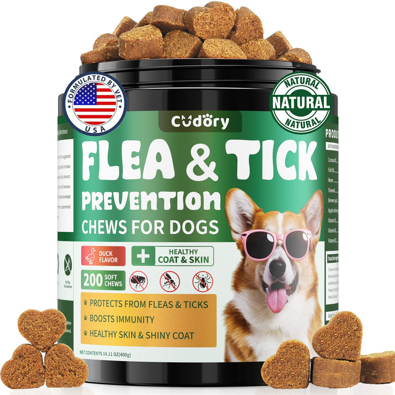 Flea and Tick Support Bundle for Dogs – Flea Chews + Oral Flea Drops for Dogs – Natural Flea Prevention for All Breeds & Ages – Duck Flavor