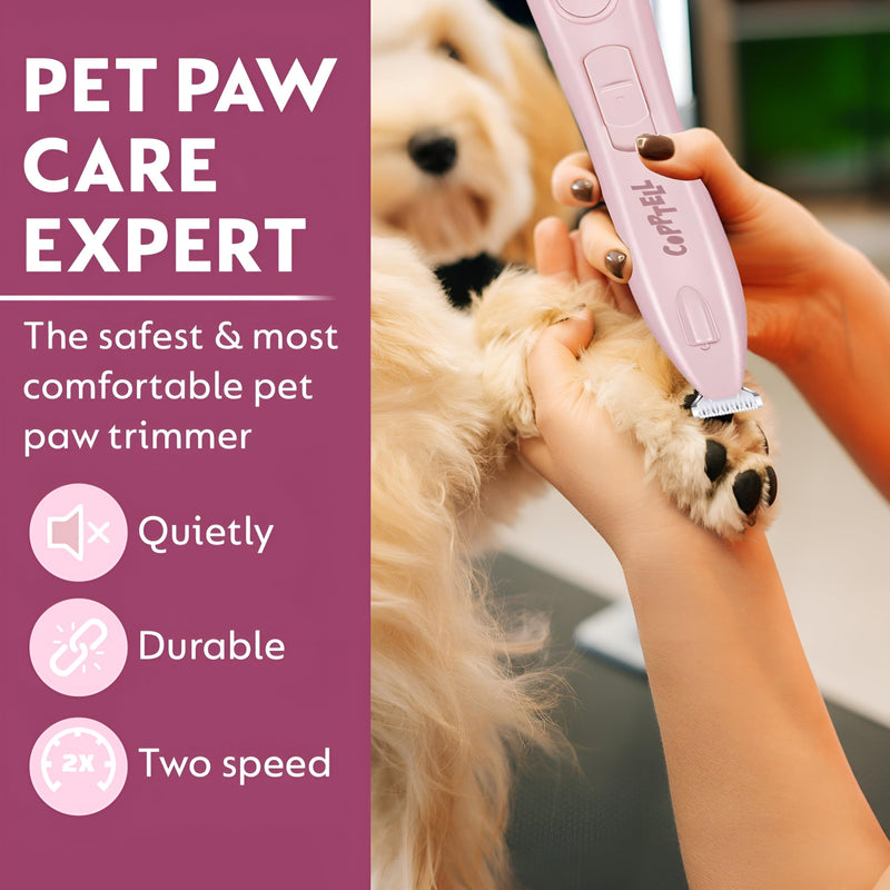 Dog Paw Trimmer with LED Light, Rechargeable Cordless Grooming Clippers, 18mm Widen Blade, Low Noise (35 dB), LED Display, Ideal for Trimming Paws, Eyes, Ears, Face, and Rump for Dogs and Cats. Pink - BeesActive Australia
