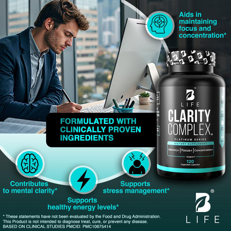 Lion’s Mane Mushroom Capsules – Memory, Focus & Clarity – Nootropic Brain Supplement with Ashwagandha, Thiamin (B1), Magnesium L-Threonate – Cognitive and Brain Support for Mental Energy, 120 Caps 120 Count (Pack of 1)