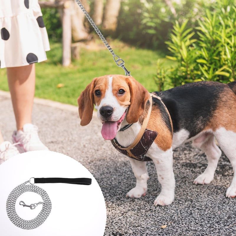 6FT Metal Dog Leash, 6FT Chew Proof Pet Leash Chain with Soft Handle, Stainless Steel Cuban Link Chain for Small Dogs Walking,Traffic Training Traveling - BeesActive Australia