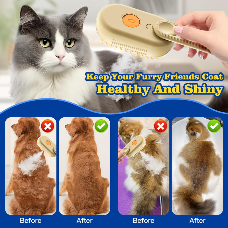 Cat brush with steam 3-in-1, steam brush cat green steamy brush cat steam brush for cats with spray cat brush with water cat steam brush care brush for cats and dogs for hair removal - BeesActive Australia