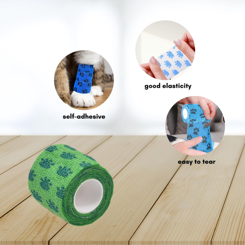 Eco-Fused Self Adhesive Bandage - Injury Tape for Pets, Dogs, Cats, Horses - Pack of 12 - Dog Leg Bandage - Prevents Licking - Does Not Stick to Fur Pack of 12 - BeesActive Australia