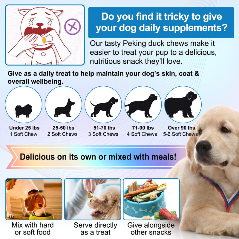 Itch & Immune Chews for Dogs (30 Chews) – Skin & Coat Support, Seasonal Comfort, Omega 3, Colostrum & Probiotics – Helps with Itchy Paws, Skin, Eyes & Ears –Peking Duck Flavour