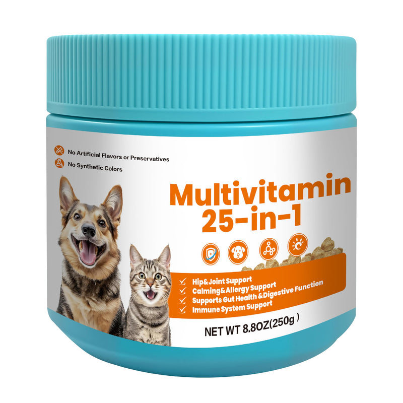Dog Multivitamin Chewable,25-in-1 Dog Vitamins & Supplements,Pet Joint Support Health- Skin, Coat Heart, Hips, Joints,Digestion & Immune System,for All Ages All Breeds(30 Chews Duck Flavor)