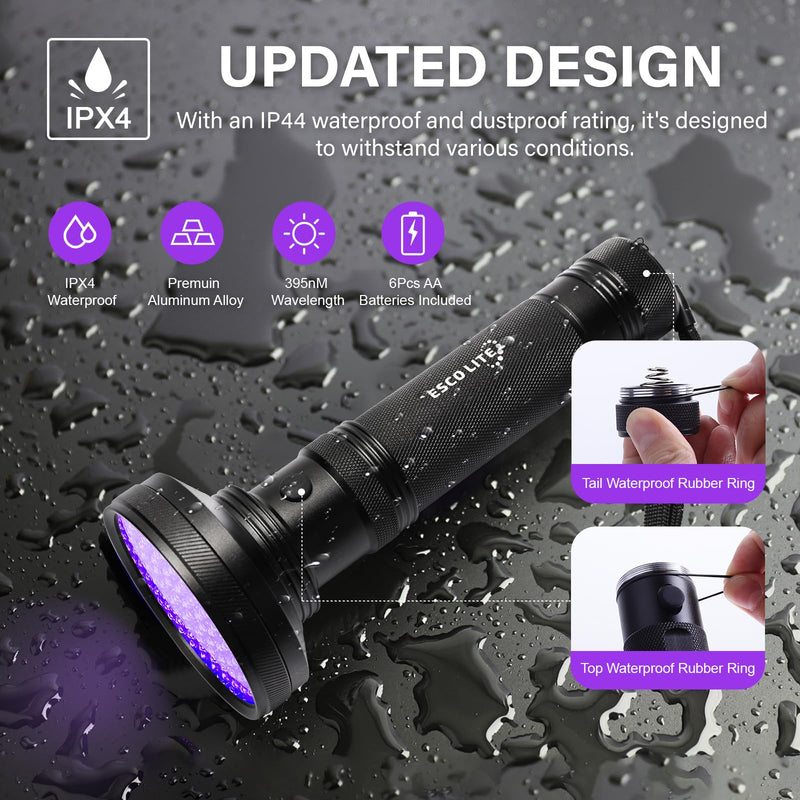 Escolite UV Flashlight Black Light, 100 LED 395 nM Ultraviolet Flashlights UV blacklight Detector for Dog Urine, Pet Stains and Bed Bug, Matching with Pet Odor Eliminator - BeesActive Australia