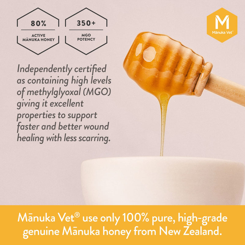 Manuka Vet Skin & Wound Crème, 350+ MGO Medical Grade Manuka Honey, Rapid Healing & Skin Repair Treatment for Dogs, Horses and Other Animals, 3.53oz (100g) Tube - BeesActive Australia