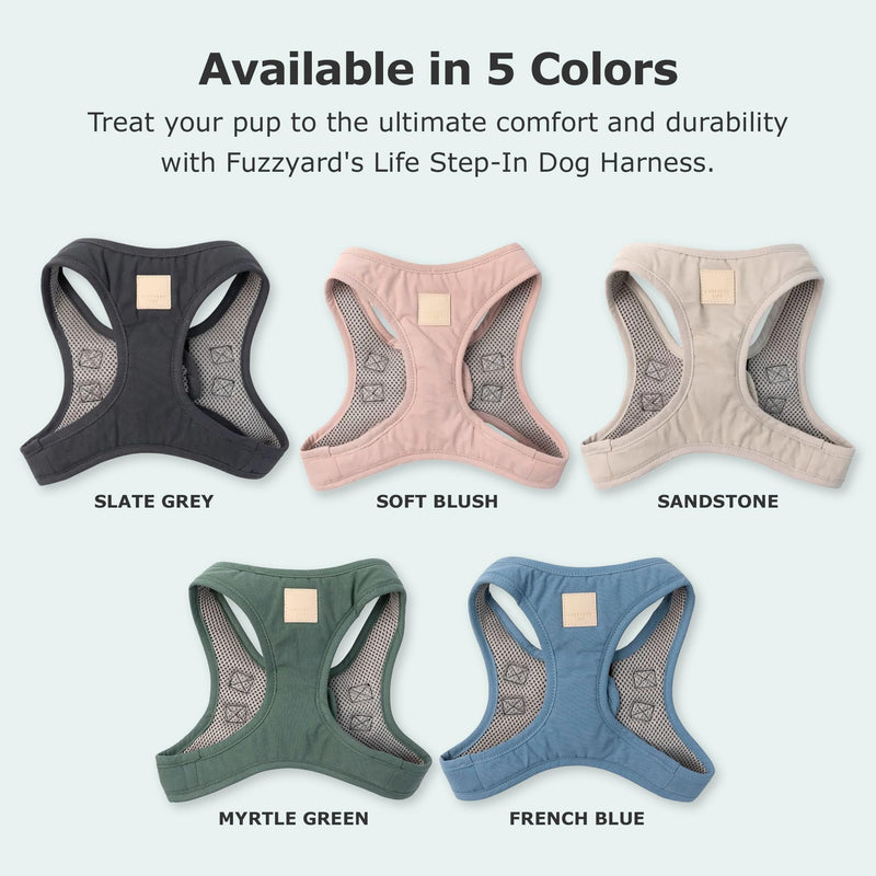 FuzzYard Life Step in Dog Harness | Size S | Stylish Premium Cotton Design in Myrtle Green Perfect for Everyday Walks Small - BeesActive Australia