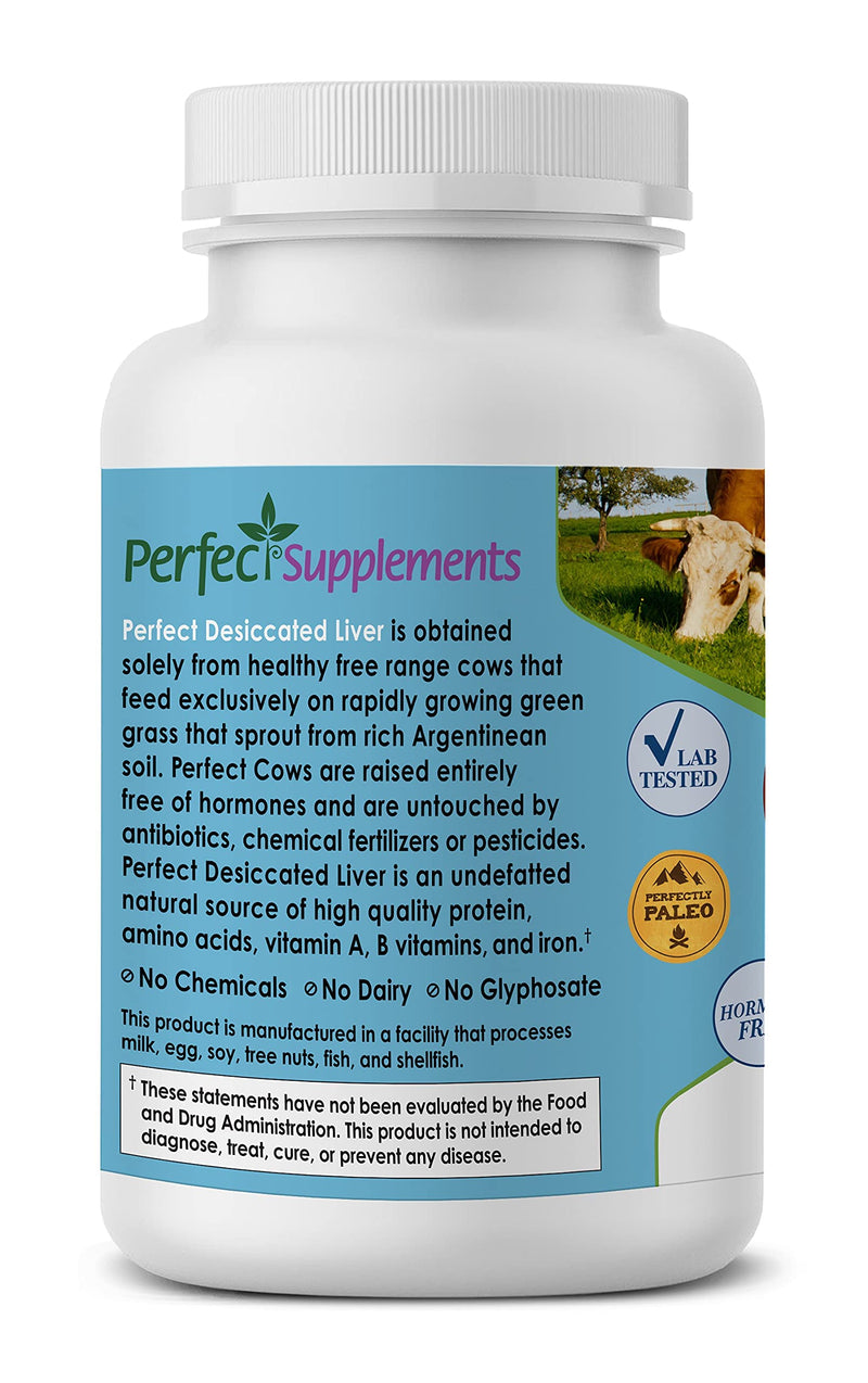 Perfect Supplements – Perfect Desiccated Liver – 120 Capsules – Undefatted Beef Liver – Natural Source of Protein, Iron, Vitamins A & B – 2 Pack 2 Count (Pack of 120)