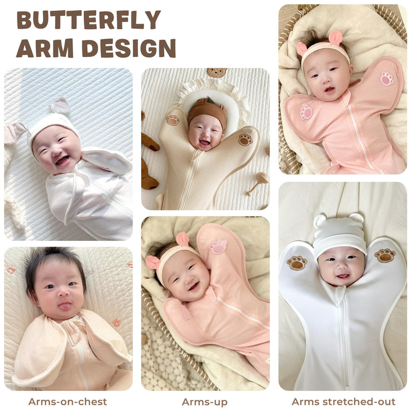 Swaddle Sleep Suit for Newborns, Arms-Up Position, Snug Fit Supports Natural Sleep Reflex, 0–6 Months Large (14.3-17.8lb) Cotton Pink - BeesActive Australia