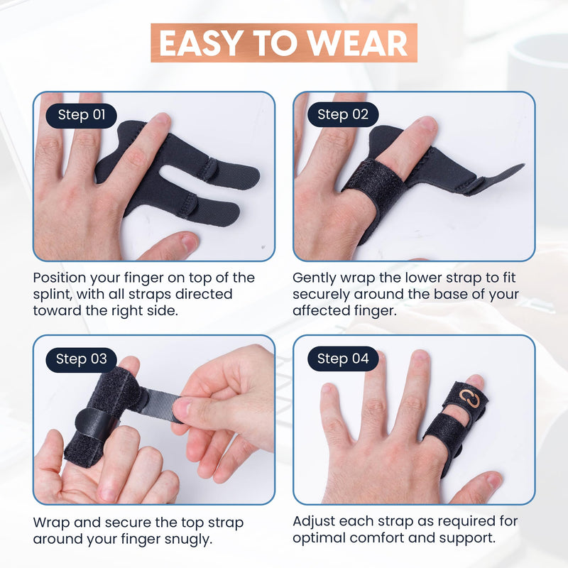 Copper Compression Finger Splints, Trigger Finger Brace for Arthritis, Tendonitis, Finger Locking, Sprains, and Pain Relief – Adjustable Copper Infused Splint with Comfortable Breathable Support – 2 Pack - BeesActive Australia