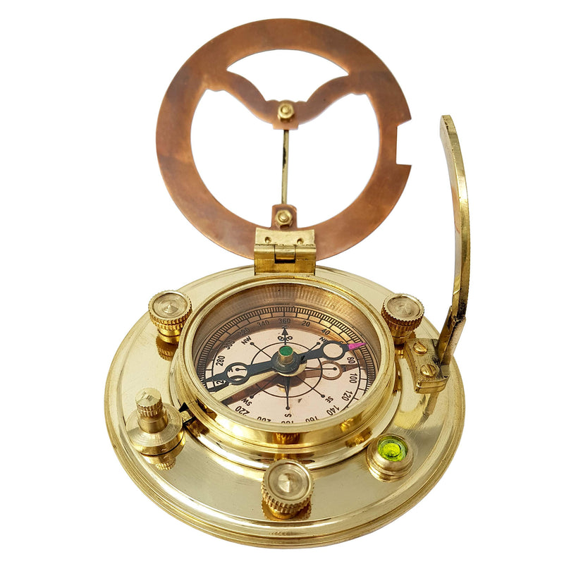 Brass Nautical - Antique Brass & Copper Sundial Compass, Sundial Clock in Box Gift Sun Clock Ship Replica Watch - BeesActive Australia