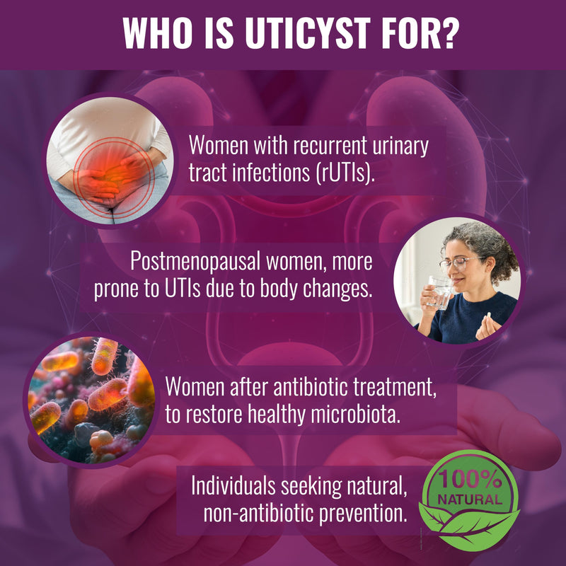 America Medic & Science UtiCyst 60ct – Probiotic & Cranberry Formula for Urinary Tract & Bladder Health – Supports Immune Balance – Daily Wellness Supplement for Women- 60 caplets