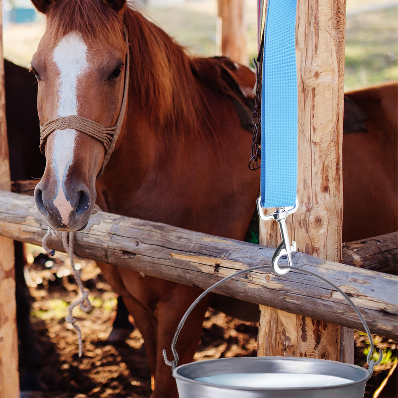 2Pcs Horse Water Bucket Strap Hangers Adjustable Bucket Strap Nylon Horse Trailer Ties for Water Bucket Horse, Hay Nets, Water Buckets, Horse Outdoor Feeders (Light Blue) - BeesActive Australia