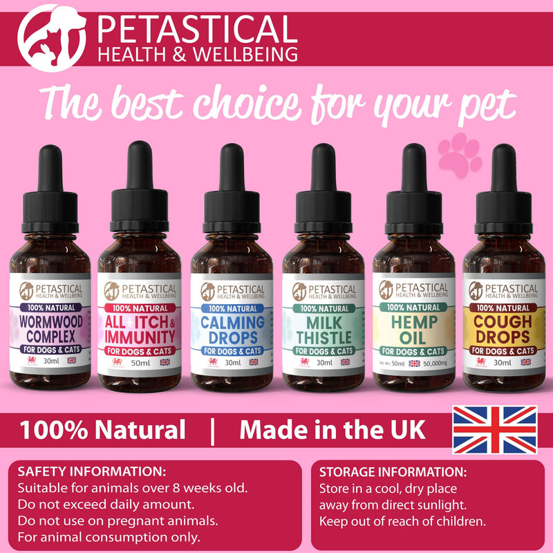 Itch and Immunity, Natural Liquid Supplement Drops for Dogs Cats, Skin, Eyes, Ears, Paws, Licking, No Nasties, Made in UK (50ml)