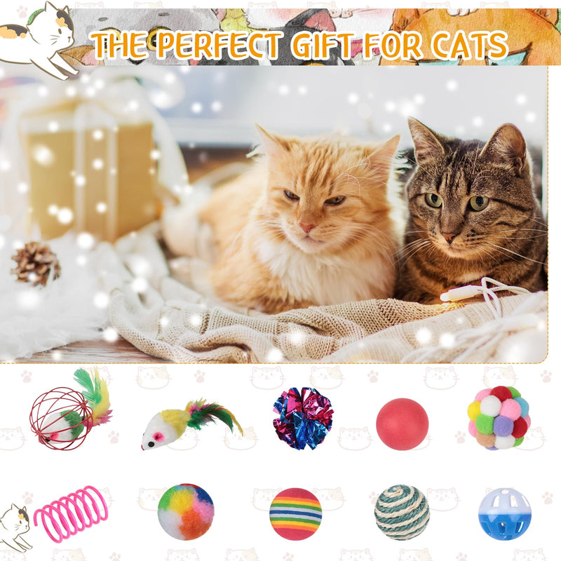 Shappy 150 Pcs Cat Toys Bulk Pack Cat Toy Gift for Christmas Include Mice Rainbow Balls Lattice Balls Sisal Balls Table Tennis Balls Plush Balls Springs Crinkle Balls Caged Bell Balls