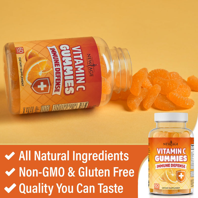NEW AGE Vitamin C Gummies Orange Vitamin C Gummy - Supports Healthy Immune System - Vegetarian Without Gluten (120 Gummies) 120 Gummies