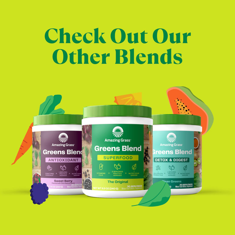 Amazing Grass Greens Blend Mood: Super Greens Powder Smoothie Mix for Mood, Relaxation & Stress Support with Organic Spirulina, Chlorella, Beet Root Powder, Digestive Enzymes & Probiotics, 30 Servings - BeesActive Australia