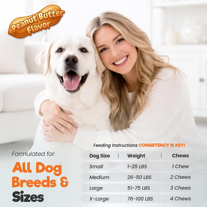 Dog Multivitamin Soft Chews with Probiotics & Omega 3 for Gut, Immune & Skin Support - Daily Wellness Treats for Dogs of All Breeds & Sizes - Peanut Butter Flavor, 60 Count, Made in USA
