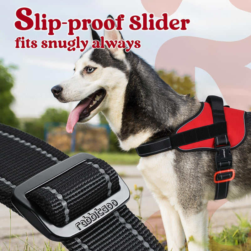 rabbitgoo Dog Harness Medium Sized, No Pull No Choke Pet Vest, Easy Wearing with One Buckle, Reflective, Adjustable Pet Harness with Molle for Walking, Training, Red, M - BeesActive Australia