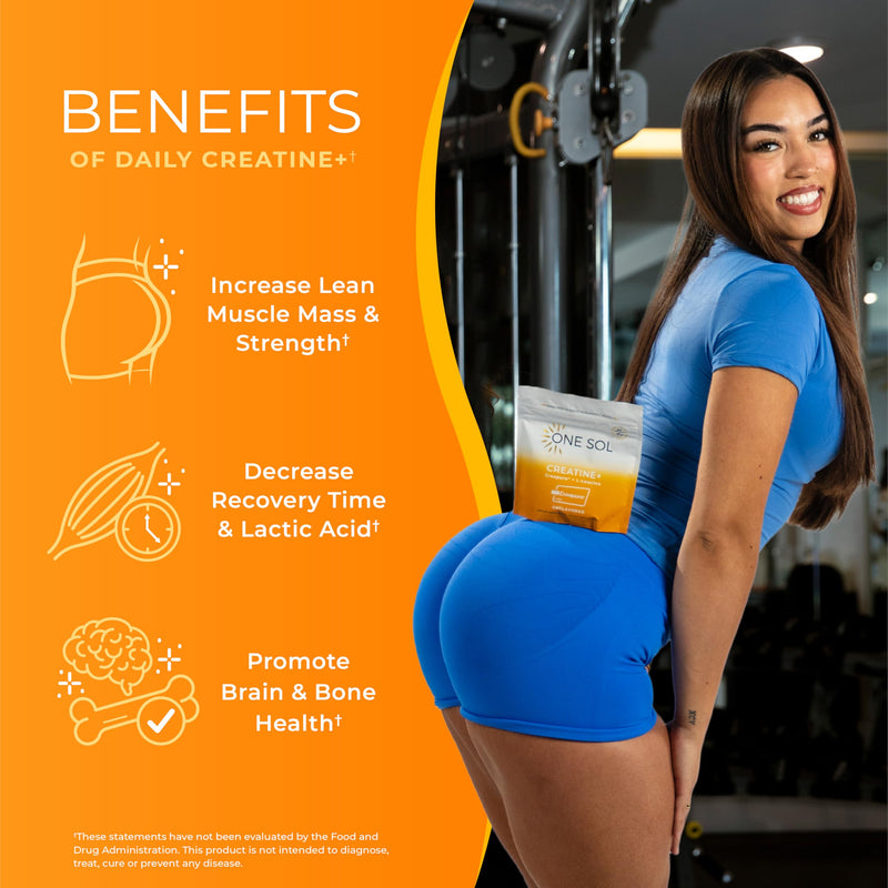One Sol Creatine for Women Booty Gain, All Natural Women‚Äôs Creatine Powder w Creapure & Leucine, Increase Lean Muscle Mass, Reduce Recovery Time, Promotes Brain & Bone Health (Unflavored, 60 Servings) - BeesActive Australia