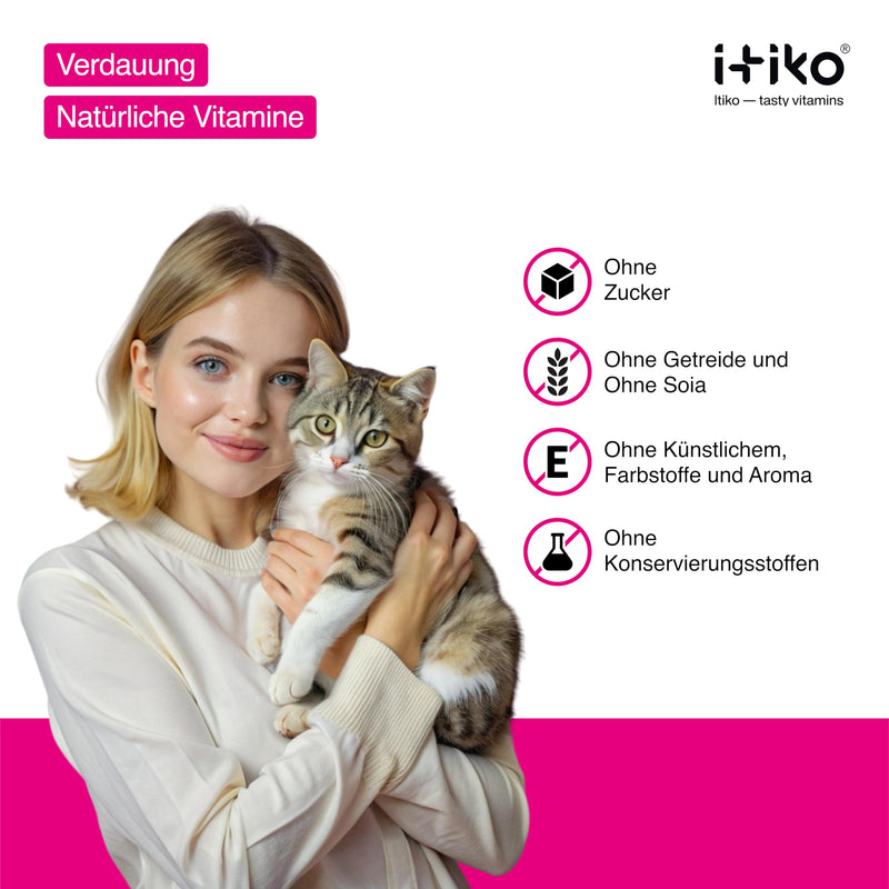 Itiko Digestive Snacks for Cats - Probiotics Cat Treats - Promotes Digestion - Alternative to Healing Clay - Psyllium Husk Cat, Cat Diarrhea - Dietary Supplement Cat Intestinal Flora - BeesActive Australia