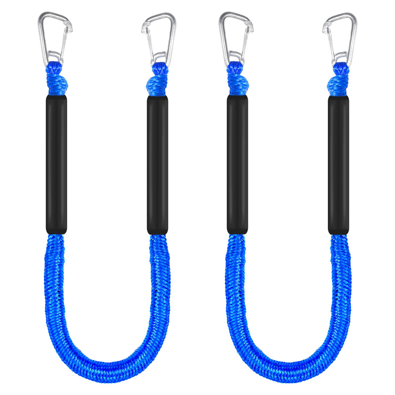 4ft Bungee Dock Lines for Boat, Dock Mooring Ropes, Two Hooks (Blue, 4FT) Blue