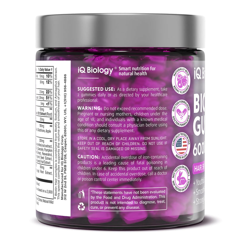 Hair Skin and Nails Gummies with Biotin Collagen Keratin Astragalus - Hair Growth Supplement & Hair Vitamins for Hair Loss for Women & Men, Hair Skin and Nails Multivitamin B7 Gummies, 60 Gummy Bears 60 Count (Pack of 1) - BeesActive Australia