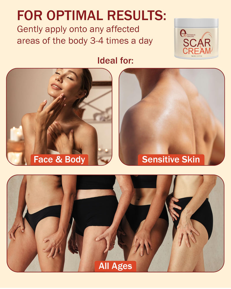 Scar Cream Gel for Surgical Scars Fast Repair C-Section -2.0 Fl Oz , Stretch Marks, Keloids, Burns, Scar Away Cream for Old Scars. Vitamins Full - All Skin Types - Reduce Acne Spots and scar treatment - BeesActive Australia