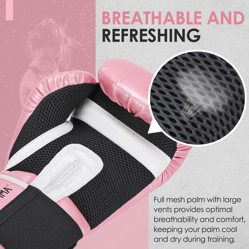 MaxxMMA Pro Style Boxing Gloves for Men & Women, Training Heavy Bag Workout Mitts Muay Thai Sparring Kickboxing Punching Bagwork Fight Gloves Rose Gold 10 oz.