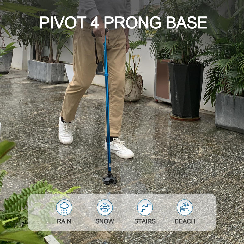 REHAND Walking Cane for Men & Women - Foldable, Adjustable, Lightweight, Self Standing Pivot Walking Cane, Soft Handle Grip, with Travel Bag, Walking Sticks for Seniors & Adults Black - BeesActive Australia