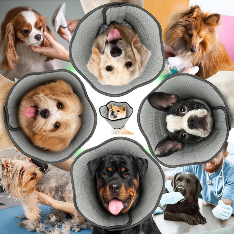 DKDDSSS Dog Collar, Soft Protective Collar, Cone Collars, Adjustable Recovery Collar, Protective Dog Collar, Breathable Pet Elizabethan Dog Collar, Leak Protection Dog, Grey, L - BeesActive Australia
