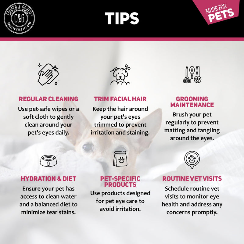 Dog Eye Wipes | Tear Stain Remover For Dogs Eyes By Cooper and Gracie | Remove Dog Eye Crust & Eye Discharge | Biodegradable Pre-soaked Textured | Safe & Easy Cleaning For Dogs & Cats | Pack Of 100