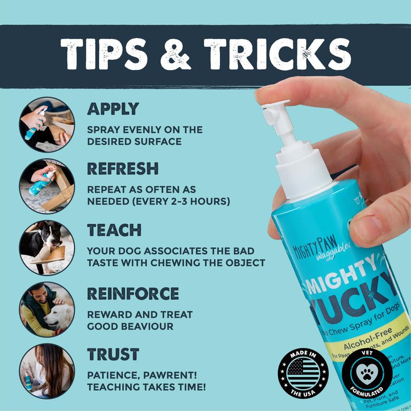 Mighty Paw Waggables Yucky No Chew Spray for Dog (Made in The USA) | Bitter Apple Sprayer for Pets to Stop Chewing. Dog Repellent Spray for Furniture. Anti Chew Sprayer Pets. (8 oz) 8oz