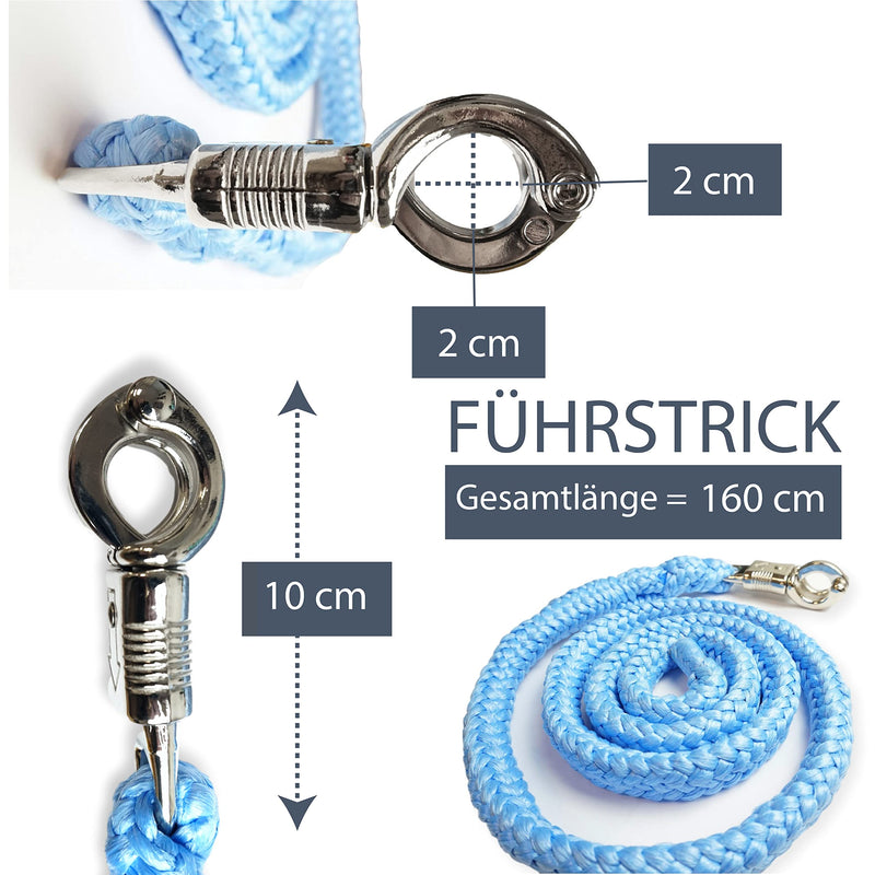 Lead rope with panic hook | for horses, ponies, shetty, donkeys | Tie rope in many stylish designs | Length 1.60 m (Mint) Mint - BeesActive Australia
