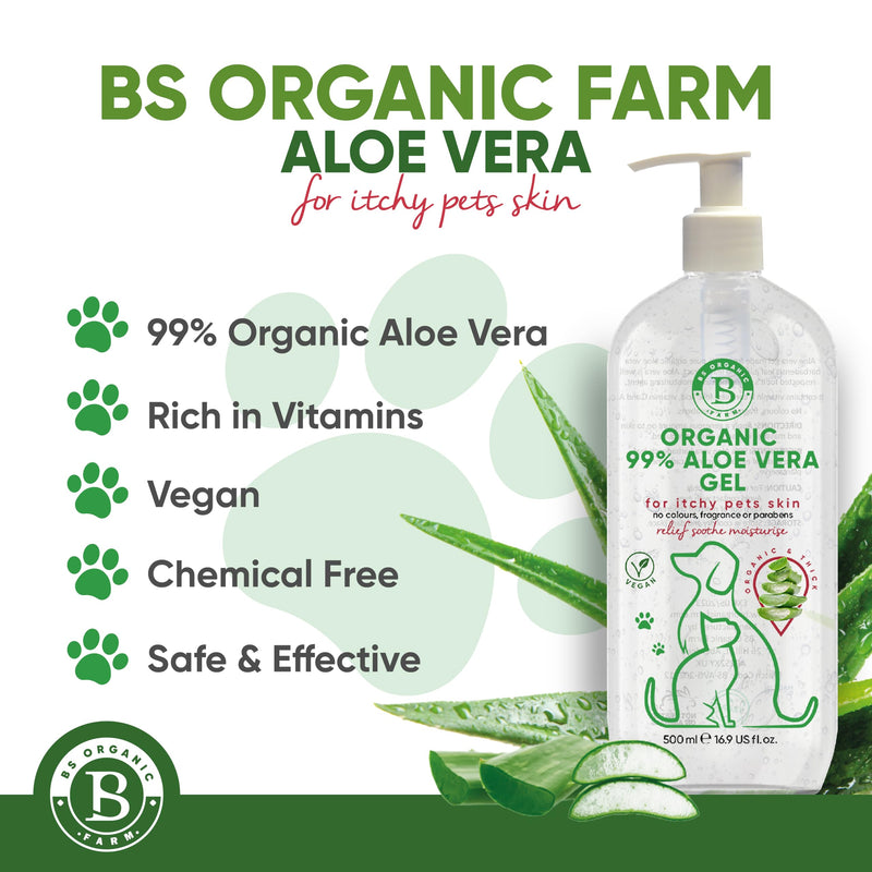 Aloe Vera Gel for Dogs & Cats | itchy dog skin relief | soothe, moisturiser, after sun care for dry pets skin | stings, insect bites 100% pure ingredients 500ml
