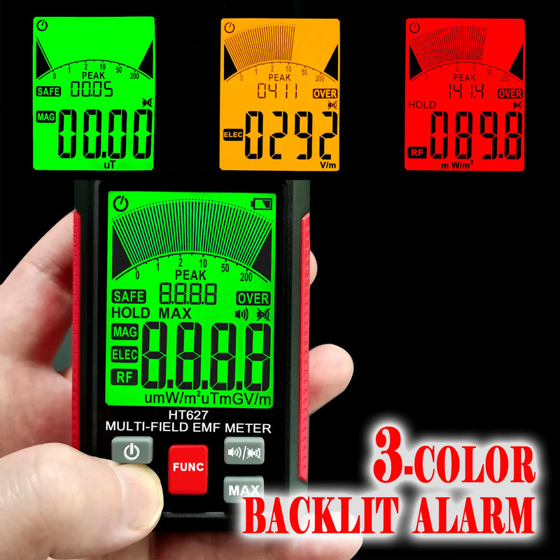 EMF Meter, 3-in-1 Portable Electromagnetic Field Radiation Detector Handheld EMF Tester for EF, RF, MF, WiFi Signal, Radio Frequency Detector Suitable for Home Office EMF Inspections Ghost Hunting - BeesActive Australia