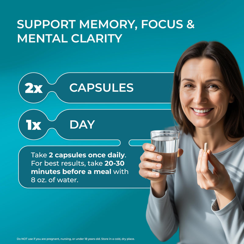 PUREHEALTH RESEARCH Ageless Brain - Supplements for Memory and Focus | Nootropic Brain Health Supplement - with Bacopa Monnieri, Alpha GPC, L-Tyrosine, Vitamin B6, Niacin & More - 60 Capsules
