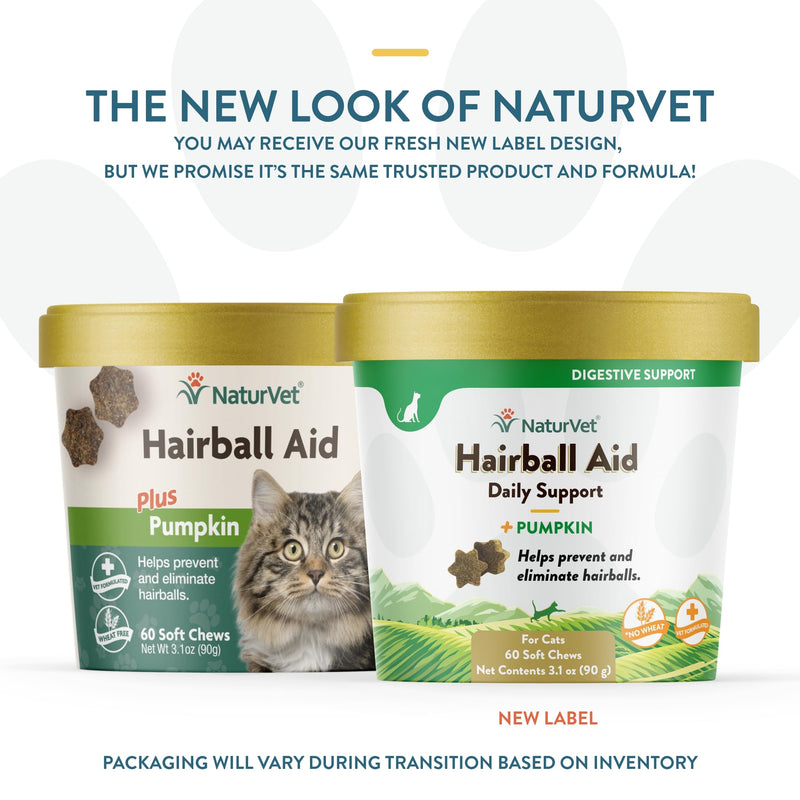 NaturVet – Hairball Aid Supplement for Cats - Plus Pumpkin – Helps Eliminate & Prevent Hairballs – 60 Soft Chews - BeesActive Australia