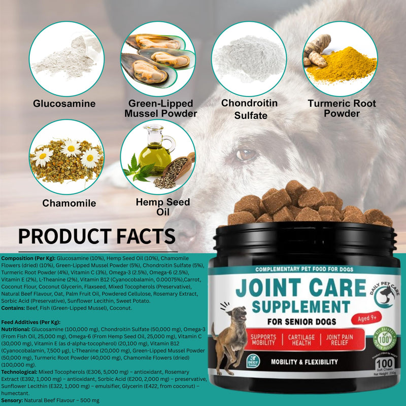Joint Supplment for Dogs | Dog Joint Supplements for senior dogs to Reduce Stiffness, Improve Mobility with Hemp Seed Oil, Turmeric, Glucosamine, Chondroitin, Green Lipped Mussel For Dogs Beef