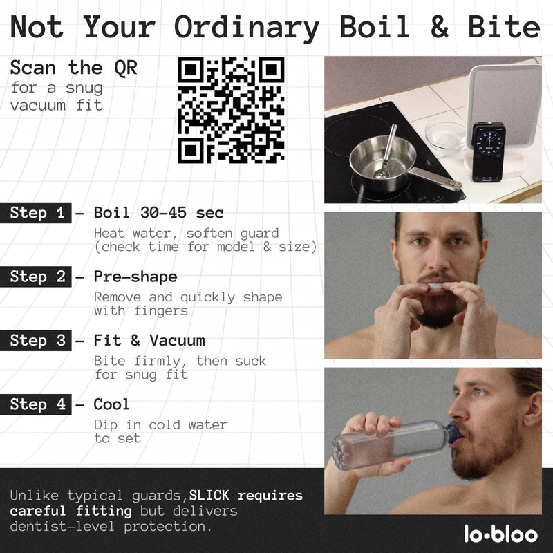 lobloo® PRO-FIT Sports Mouthguard – Ultra Slim 1mm | Dentist-Level Protection | Precision Vacuum-Fit | Oxygen Performance | MMA, Boxing, Football, Basketball. (Large +14yrs, Black) Large +14yrs - BeesActive Australia